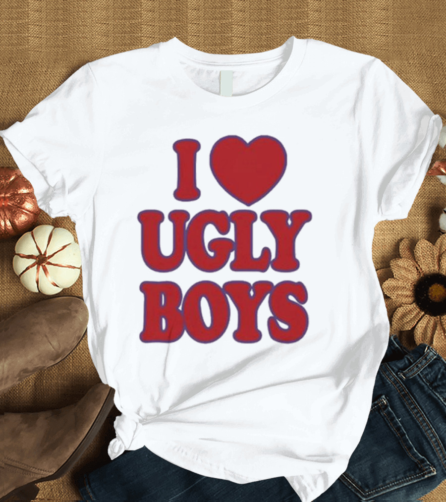 Omar Apollo I Love Ugly Boys Red Text Heart T-Shirt