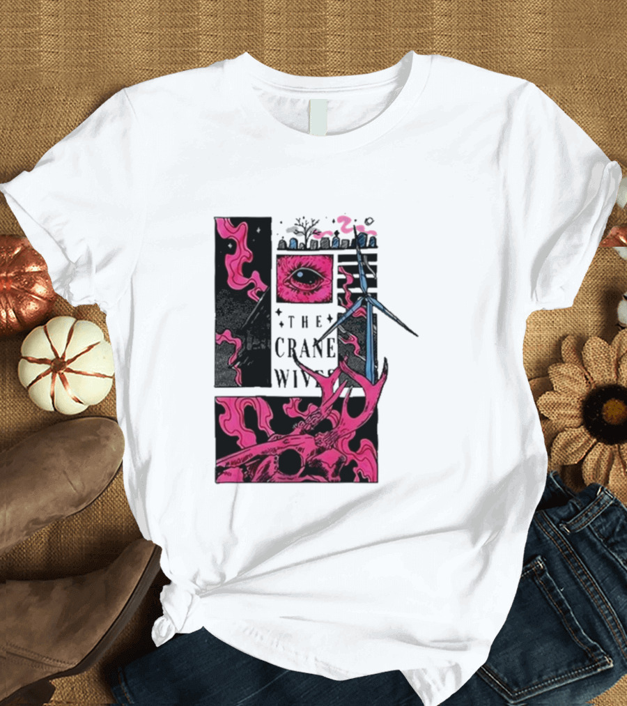 The Crane Wives The Well Pink Skull and Windmill T-Shirt