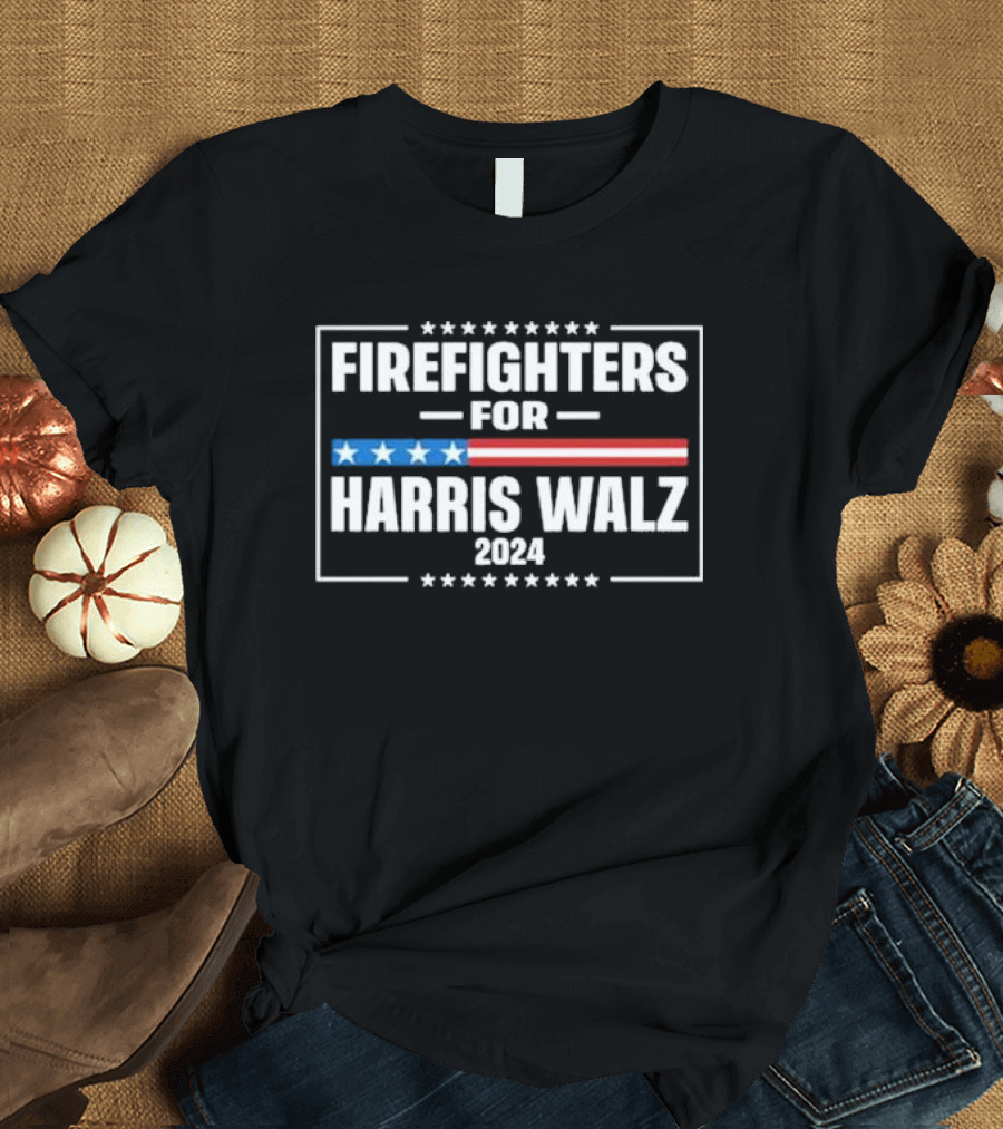 Firefighters for Harris Walz 2024 Stars and Stripes Campaign Support T-Shirt