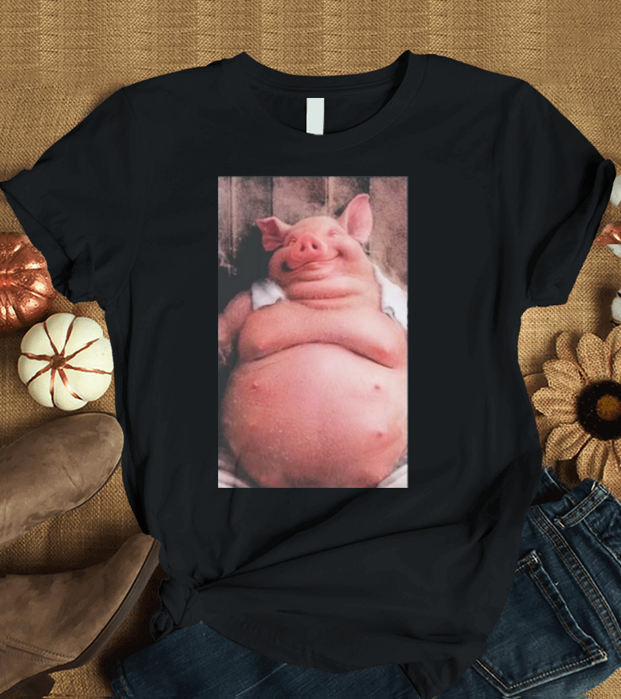 Temu Pig Funny Happy Cartoon Character Image T-Shirt