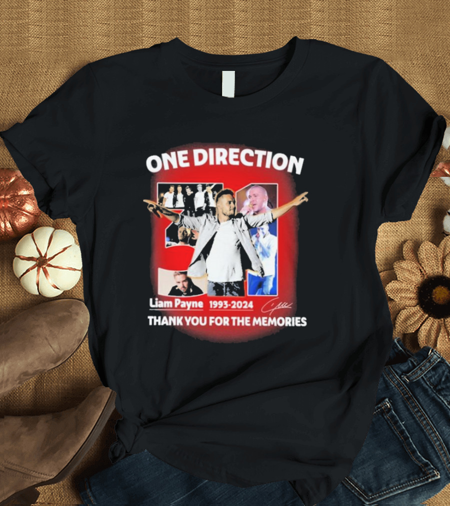 One Direction Liam Payne 1993-2024 Thank You For The Memories Collage T-Shirt