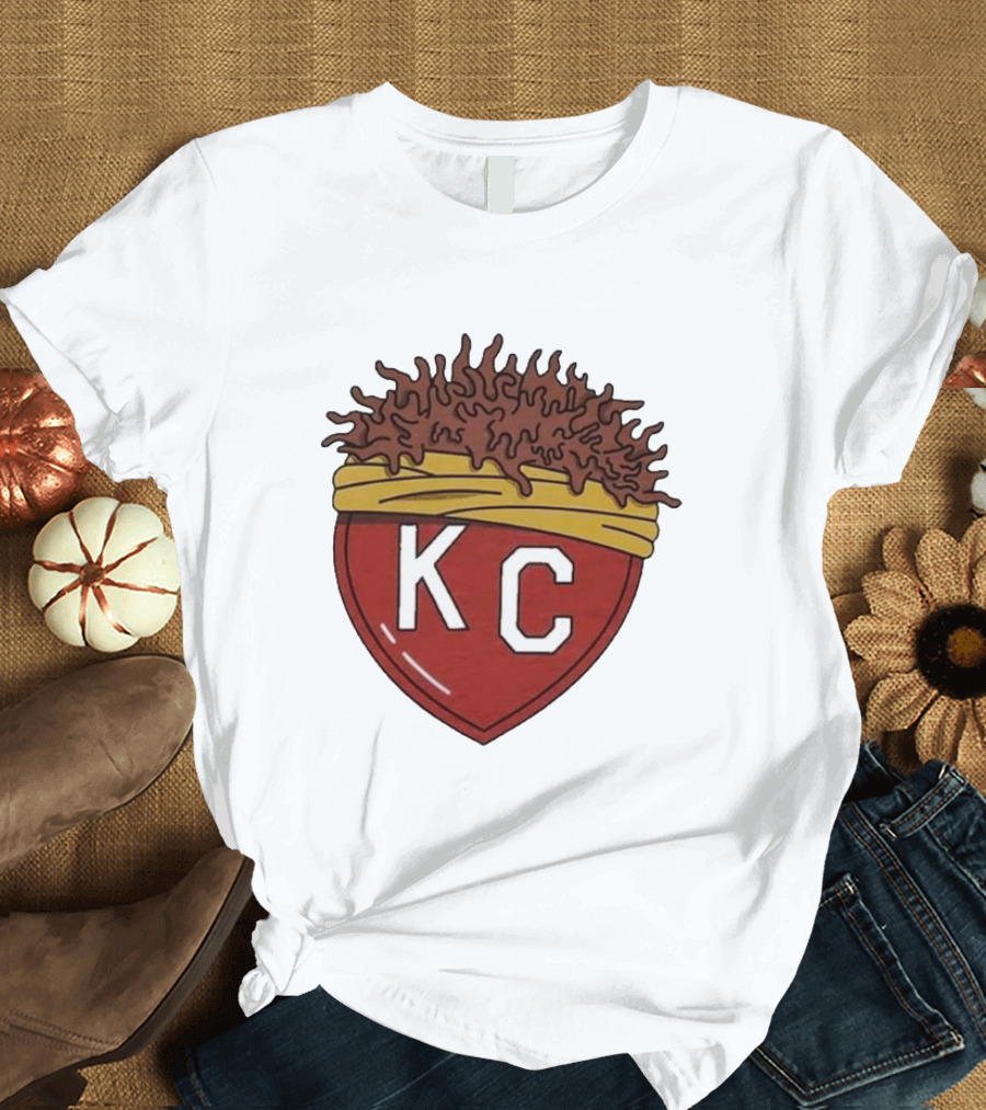 Charlie Hustle KC Heart Logo with Afro Hairband T-Shirt