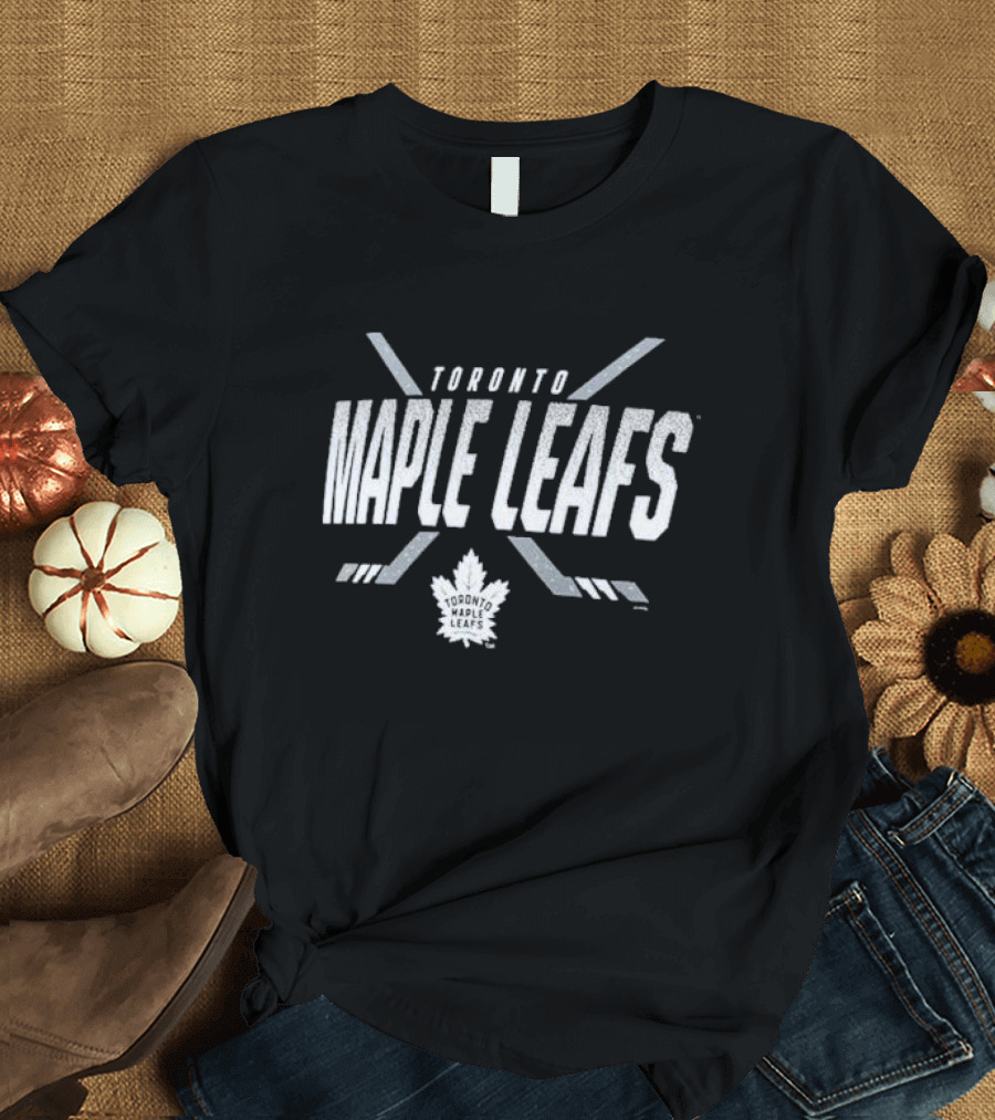 Toronto Maple Leafs Team Covert Maple Leafs Logo Hockey Sticks Emblem T-Shirt