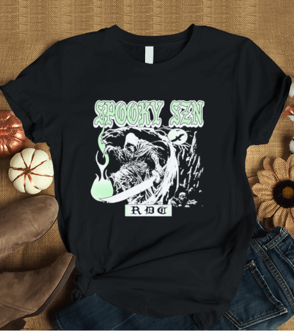 T-Shirt: RDCWorld Spooky Szn Grim Reaper Flame T-Shirt RDCWorld Spooky Szn Grim Reaper Flame T-Shirt
