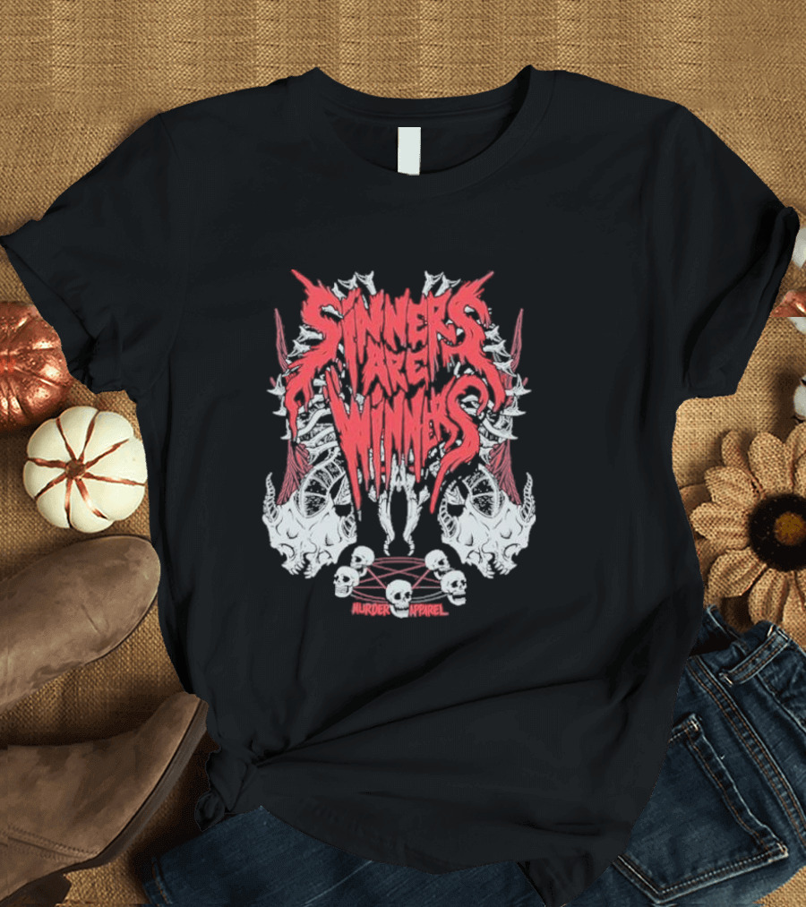 Sinners Are Winners Skull Spines Murder T-Shirt