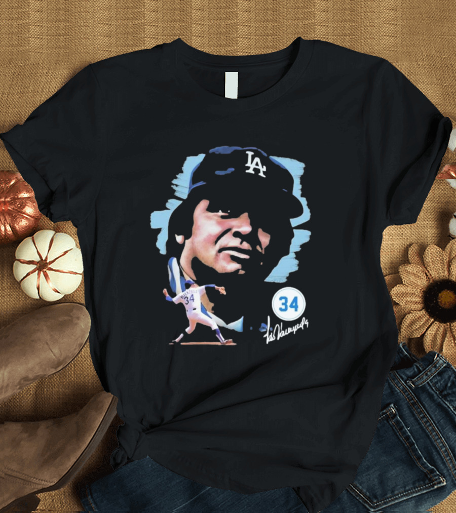 Fernando Valenzuela LA Dodgers 34 Signature T-Shirt