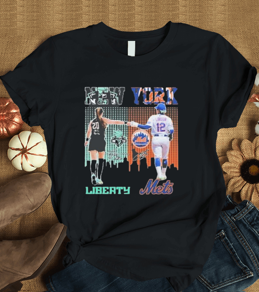 New York Liberty Sabrina Ionescu Francisco Lindor Mets T-Shirt