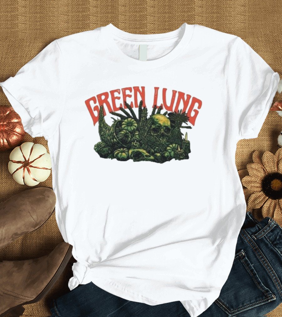 Green Lung Harvest Skull and Pumpkins T-Shirt