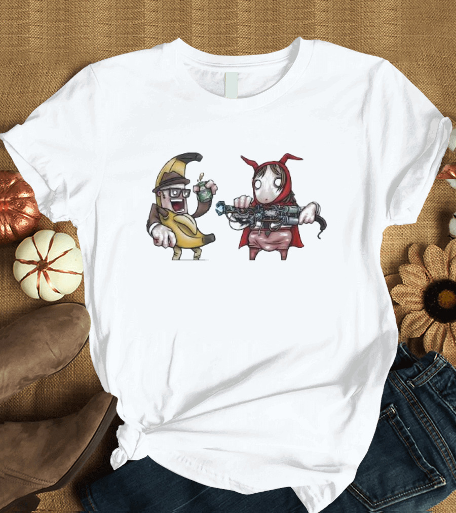 Banana Guy and Little Red Hood with Blaster Halloween Terror Duo T-Shirt