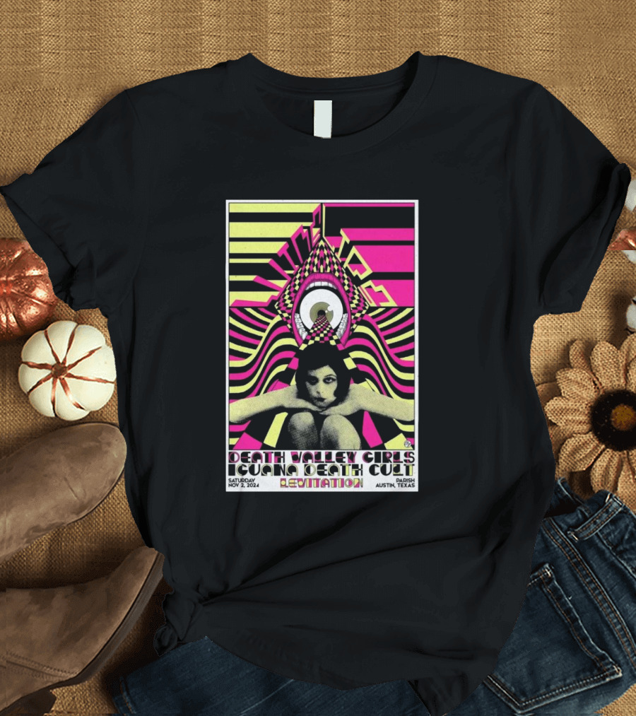 Wine Lips Death Valley Girls Iguana Death Cult Levitation Nov 2 2024 Parish Austin Texas Show T-Shirt