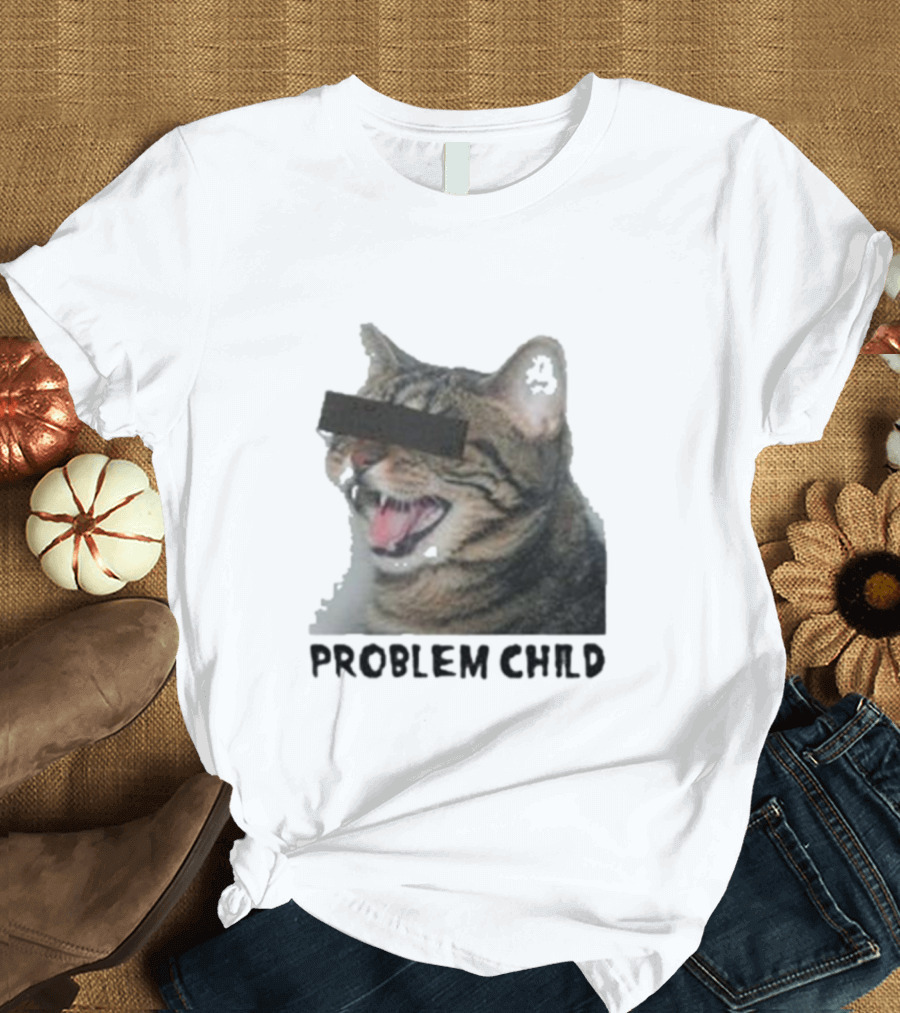 PROBLEM CHILD Cat Meme Censored Face T-Shirt