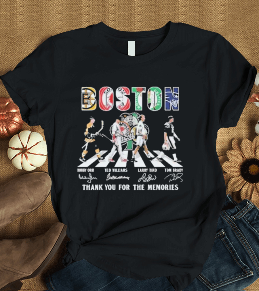 Boston Bobby Orr Ted Williams Larry Bird Tom Brady Thank You For The Memories T-Shirt