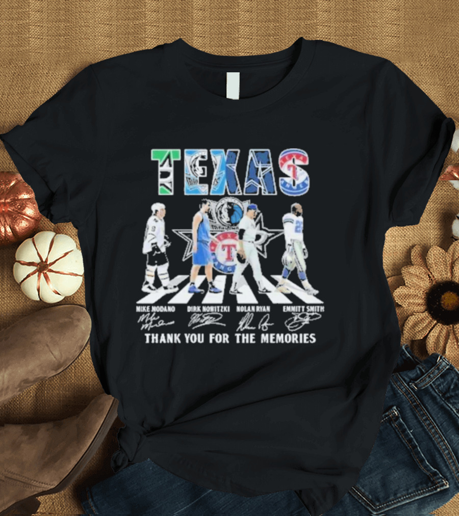Dallas Stars Mavericks Cowboys Rangers Texas Thank You for the Memories T-Shirt
