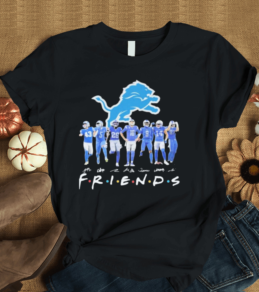Detroit Lions Football Friends Legends Team 2024 Players Bataille Signatures T-Shirt