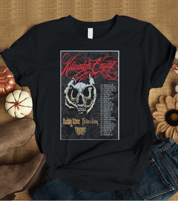 T-Shirt: Killswitch Engage Kublai Khan TX Fit For A King 2025 Tour Dates Skull T-Shirt Killswitch Engage Kublai Khan TX Fit For A King 2025 Tour Dates Skull T-Shirt
