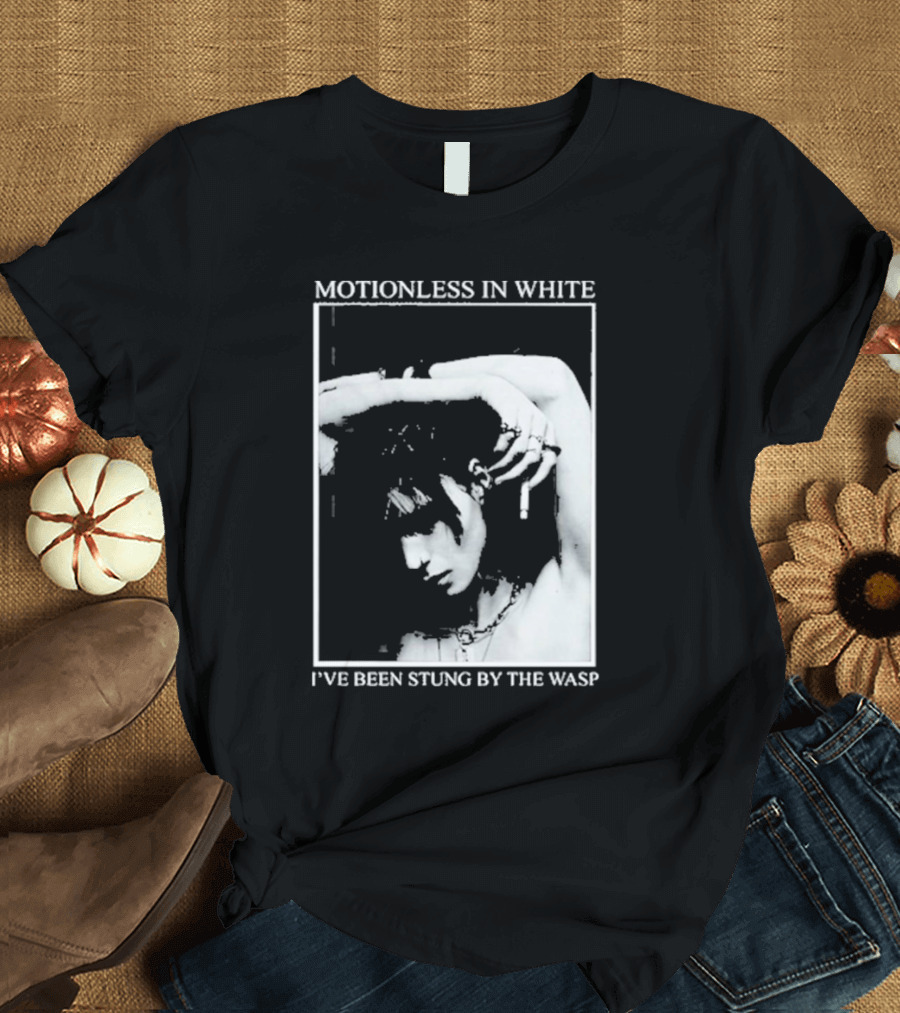 Motionless In White I've Been Stung By The Wasp Monochrome Portrait Image T-Shirt