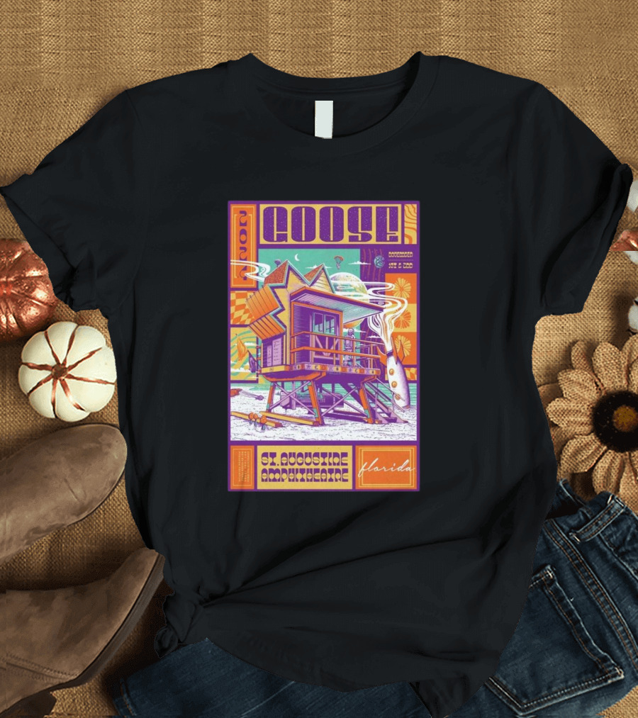 Goose Nov 1-2 2024 St Augustine Amphitheatre Florida Retro Beach House and Surfboard T-Shirt