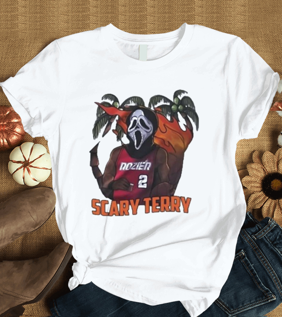 Scary Terry Rozier 2 Ghostface Basketball Tropical Flame Costume T-Shirt