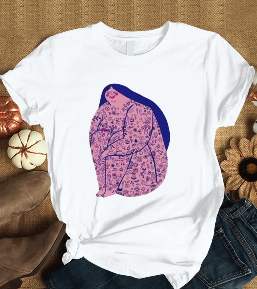 Limited Marie Boiseau Tatouée Illustration with Icons T-Shirt