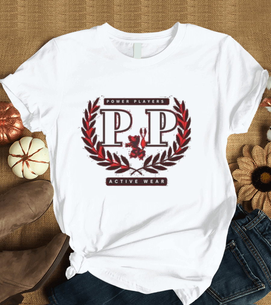 Power Players Active Wear PP Laurels Lion Emblem T-Shirt