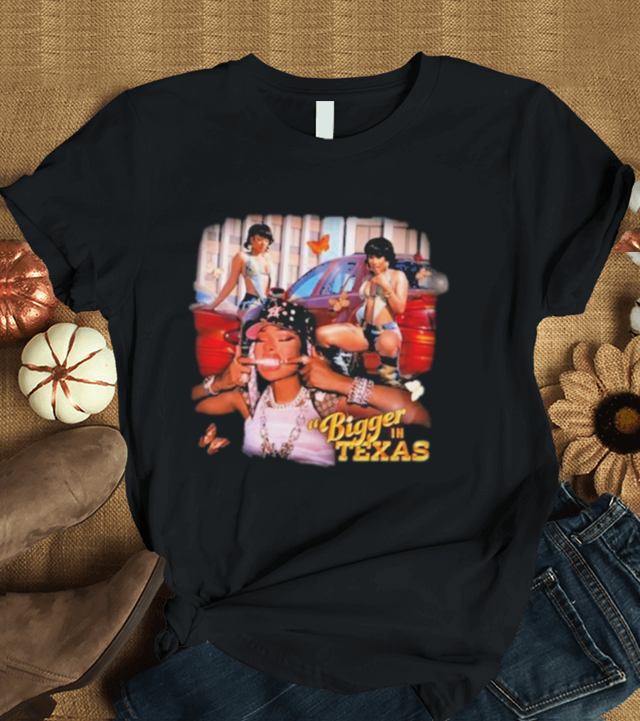 Bigger In Texas Retro Car and Girls T-Shirt