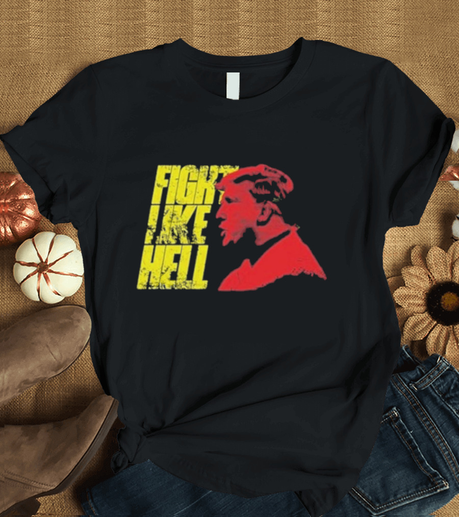Steven Crowder Trump Fight Like Hell Yellow Text Red Profile T-Shirt