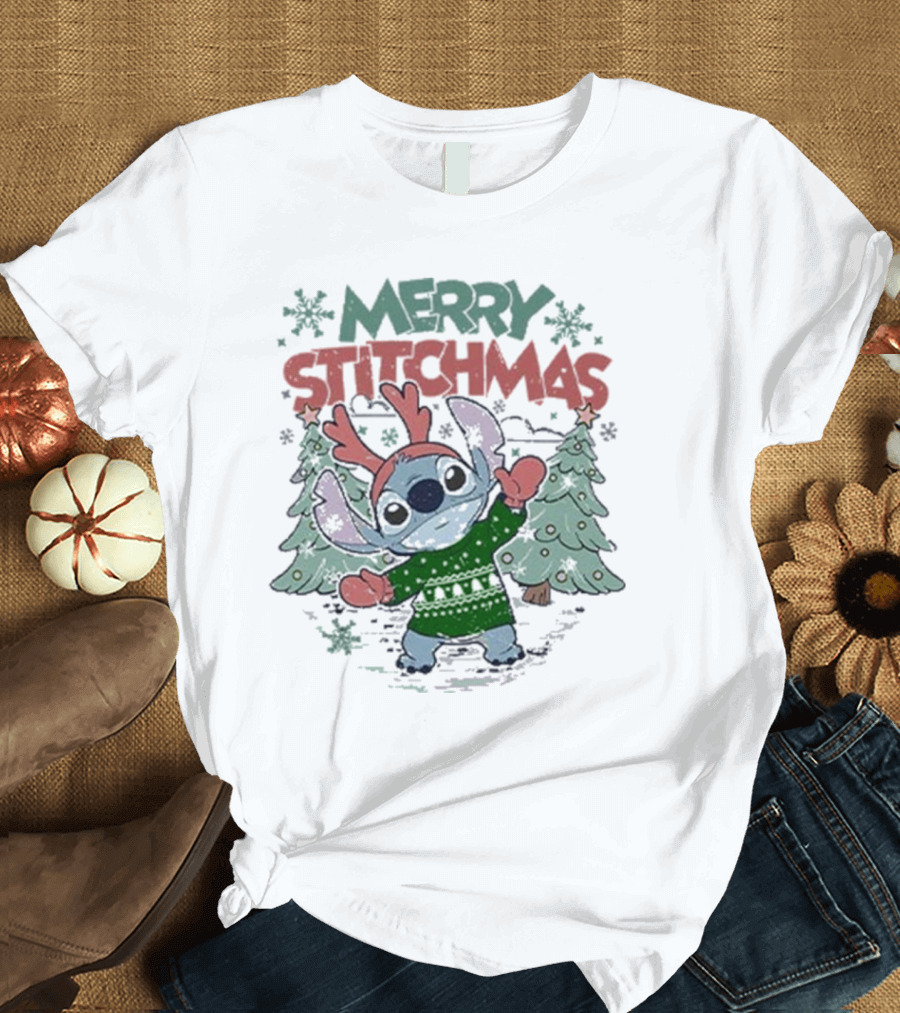 Merry Stitchmas Lilo and Stitch Christmas Holiday T-Shirt