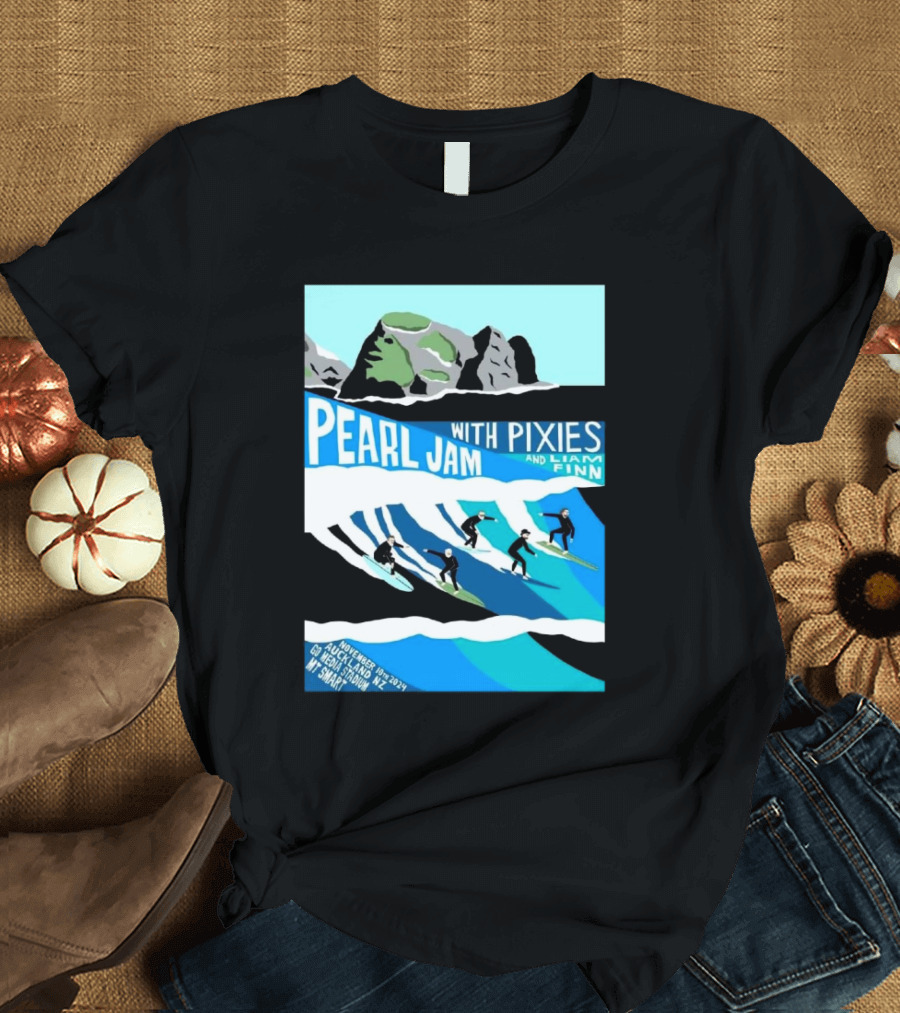 Pearl Jam With Pixies And Liam Finn Surfing Event November 10th 2024 Auckland NZ Go Media Stadium Mt Smart T-Shirt