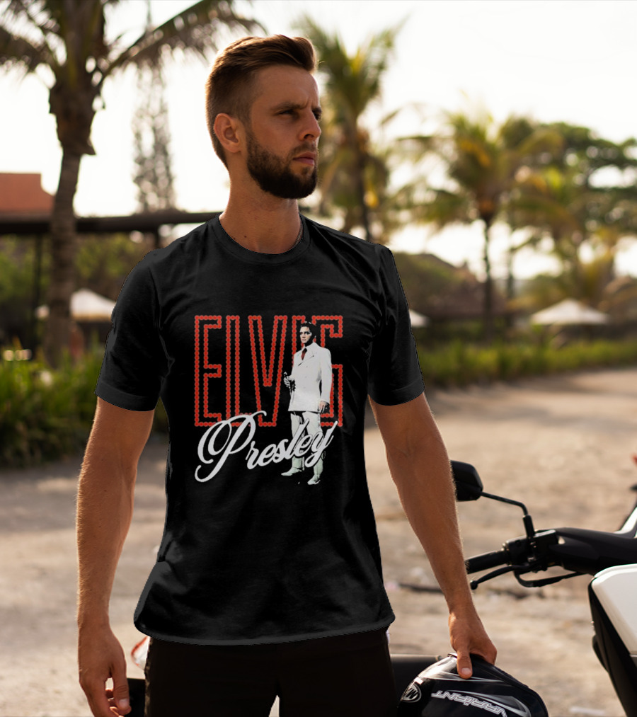 Elvis Presley White Suit Retro Lights T-Shirt