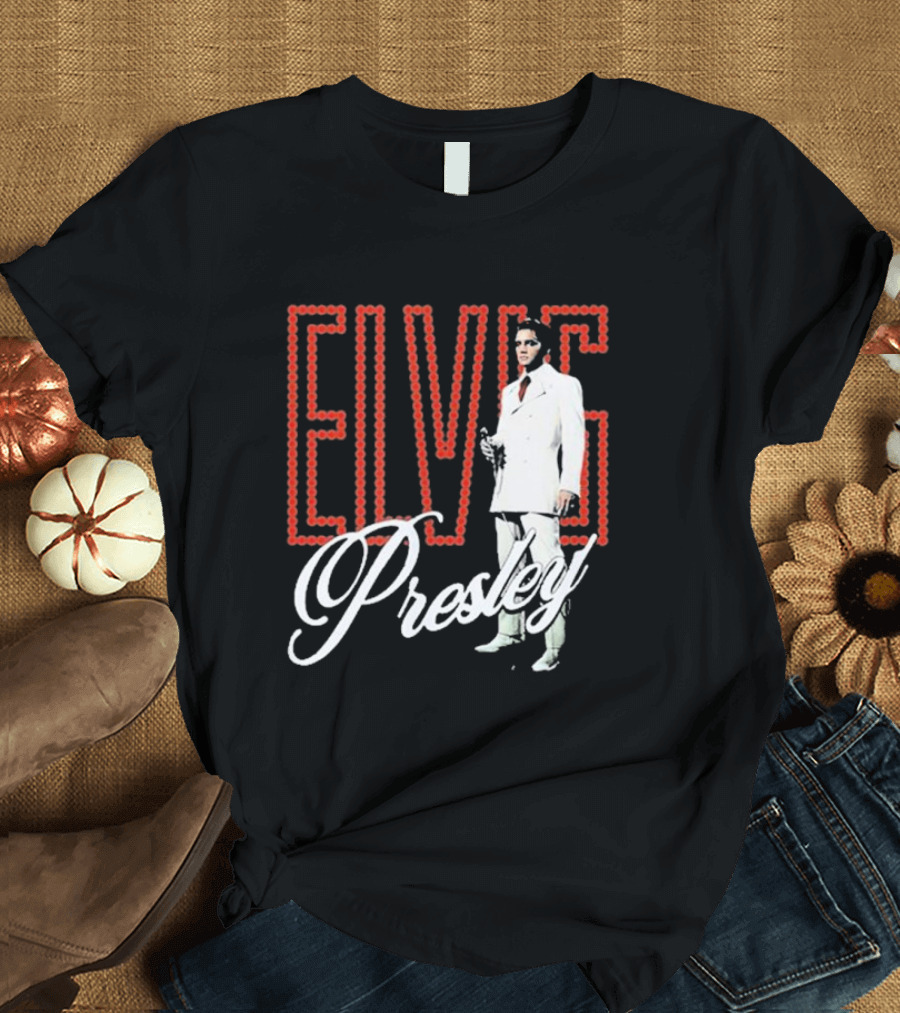 Elvis Presley White Suit Retro Lights T-Shirt