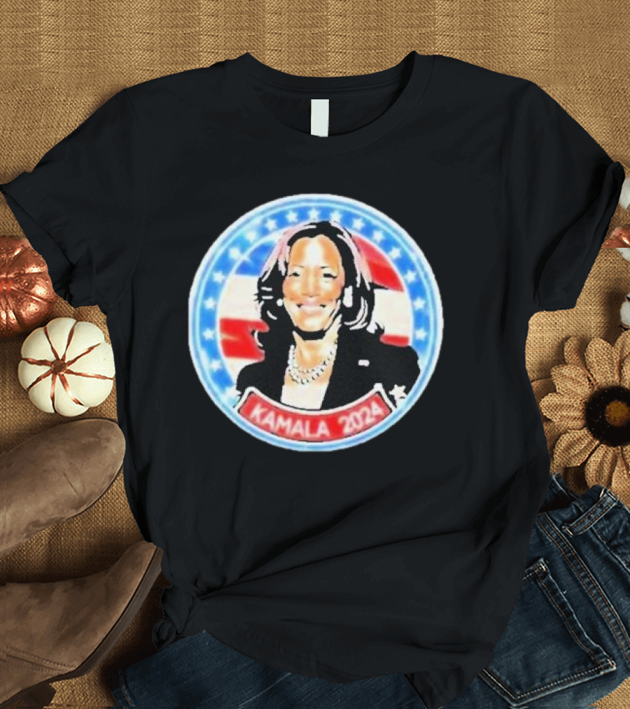 Kamala Harris 2024 Madam Vice President Democrat USA Flag Stars T-Shirt