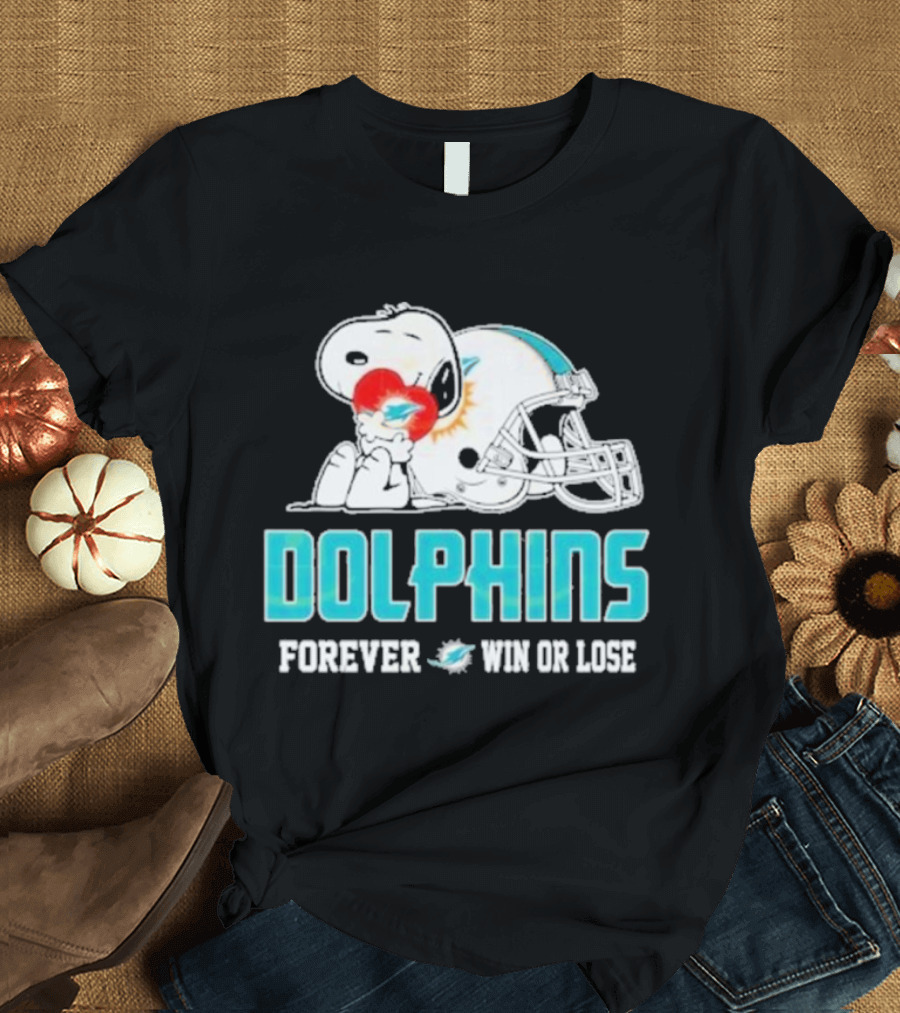 Dolphins Forever Win or Lose Snoopy Miami Helmet T-Shirt