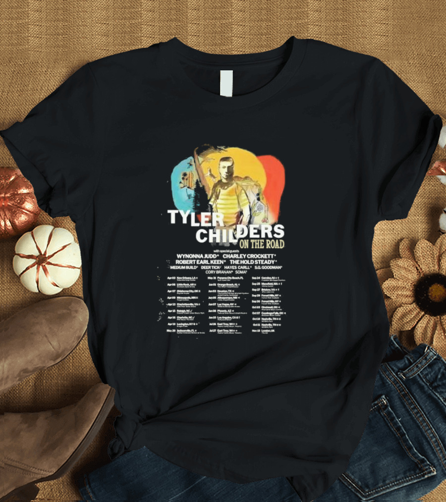 Tyler Childers On The Road Tour 2025 With Special Guests Wynonna Judd Charley Crockett Robert Earl Keen The Hold Steady T-Shirt