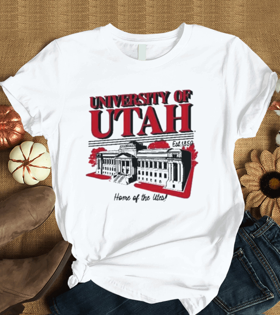 University of Utah Home of the Utes Est. 1850 Vintage Building T-Shirt