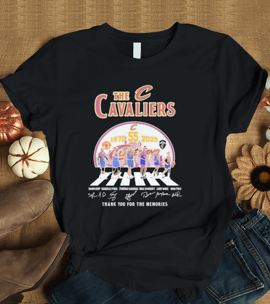 The Cavaliers 55 Years 1970-2025 Shawn Kemp Shaquille O'Neal Zydrunas Ilgauskas Brad Daugherty Larry Nance Mark Price Thank You For The Memories T-Shi