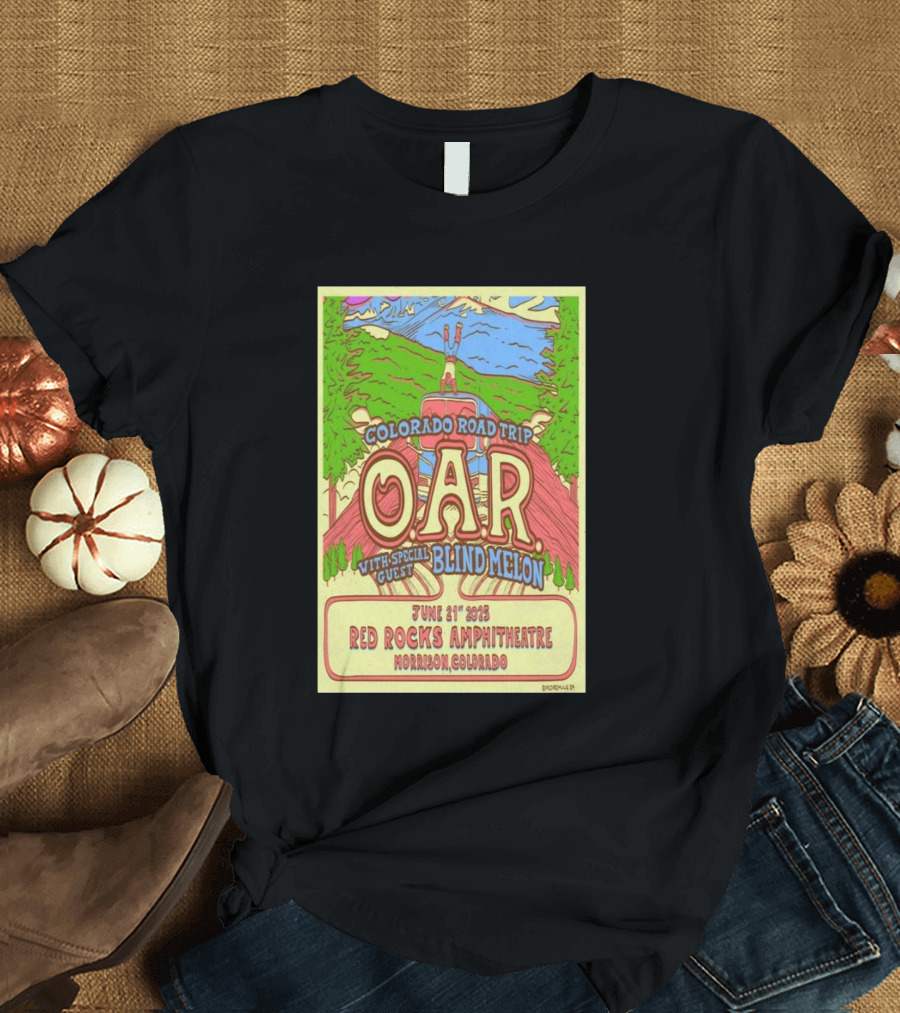 O.A.R Colorado Road Trip with Blind Melon June 21 2025 Red Rocks Amphitheatre Morrison Colorado T-Shirt