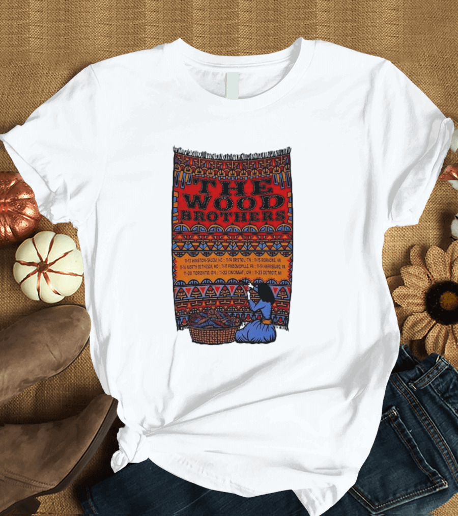 The Wood Brothers Tour November Phoenixville PA Colorful Tapestry Design with Tour Dates T-Shirt