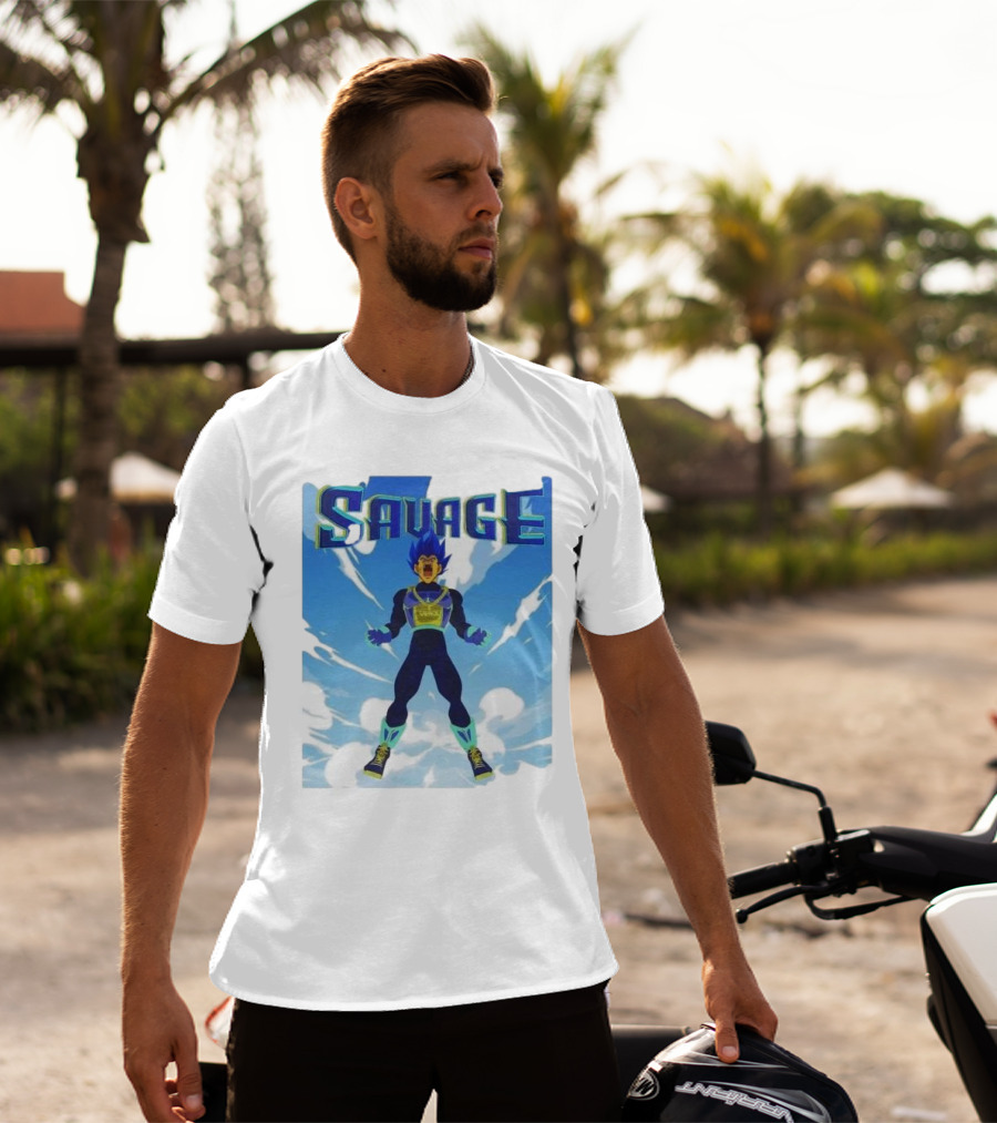 Vegeta Blue Saiyan Savage Super Warrior Transformation Scene T-Shirt