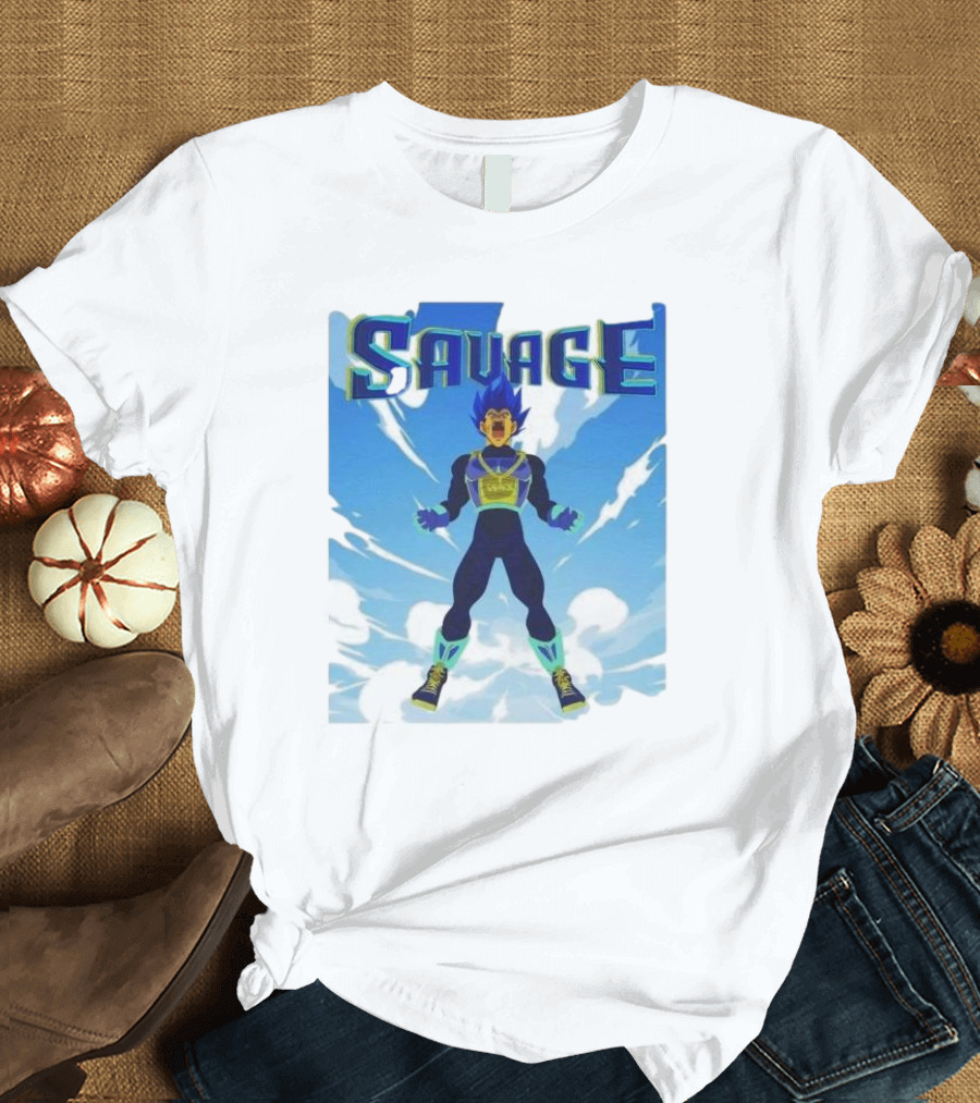 Vegeta Blue Saiyan Savage Super Warrior Transformation Scene T-Shirt