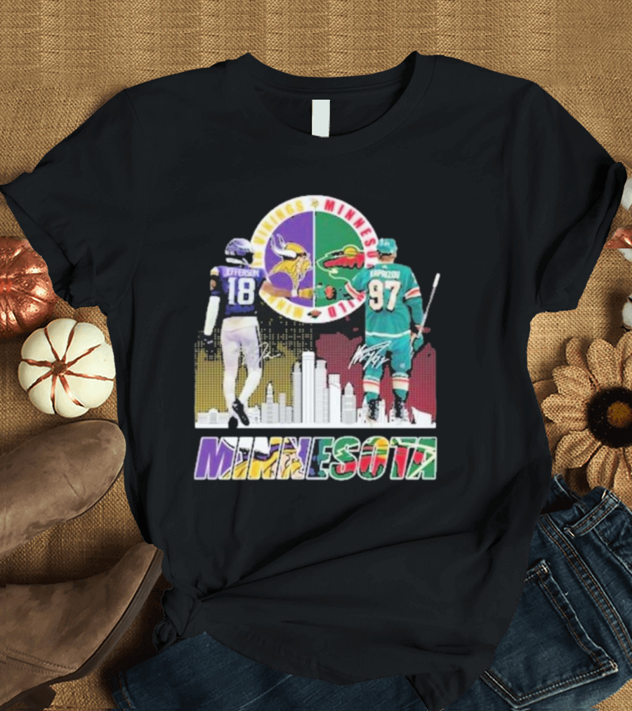 Minnesota Vikings Justin Jefferson Minnesota Wild Kirill Kaprizov Minnesota Proud T-Shirt
