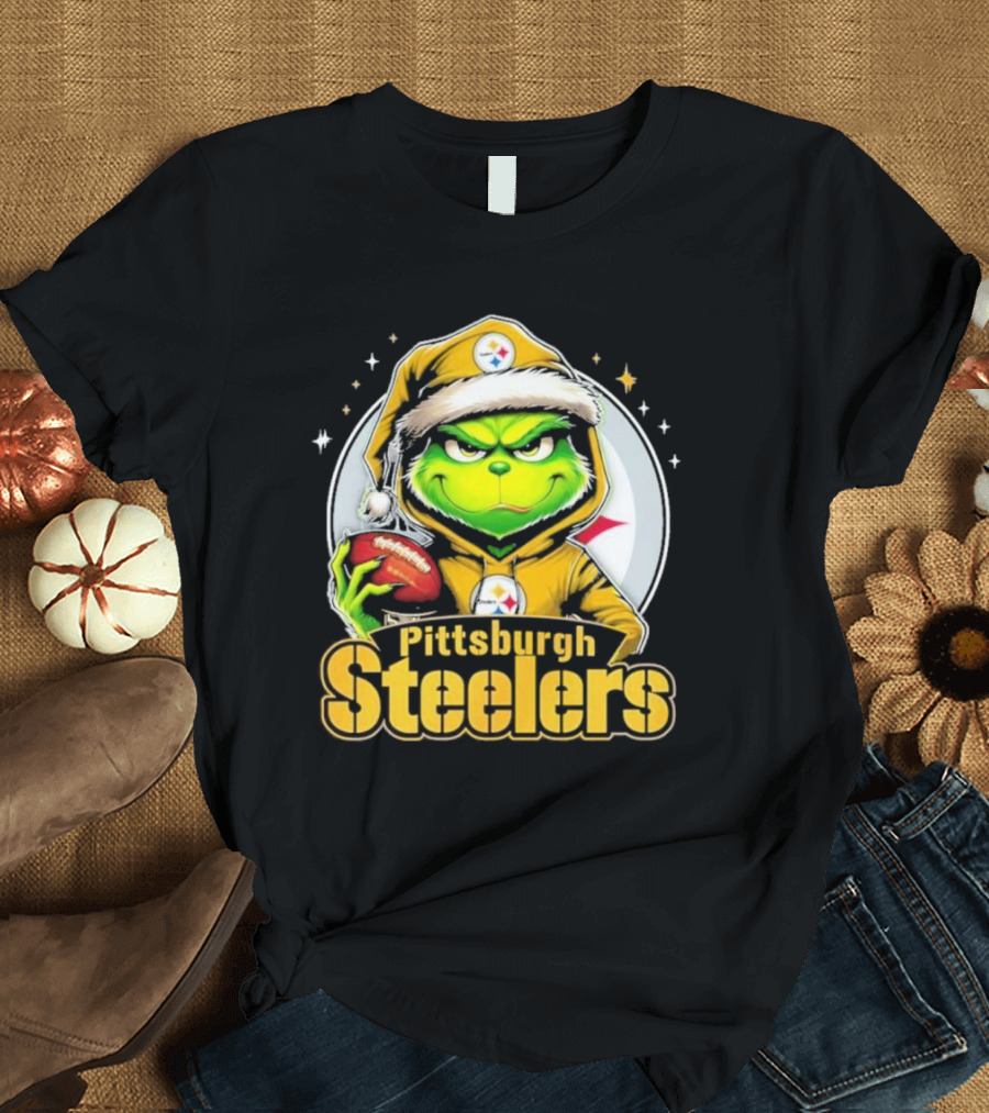 The Grinch Pittsburgh Steelers Christmas Football Crossover T-Shirt