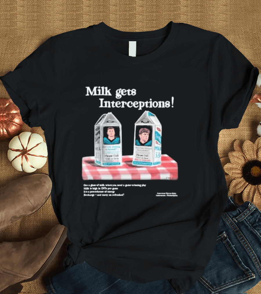 Milk Gets Interceptions Football Game-Winning Play Energy Drink Philadelphia T-Shirt