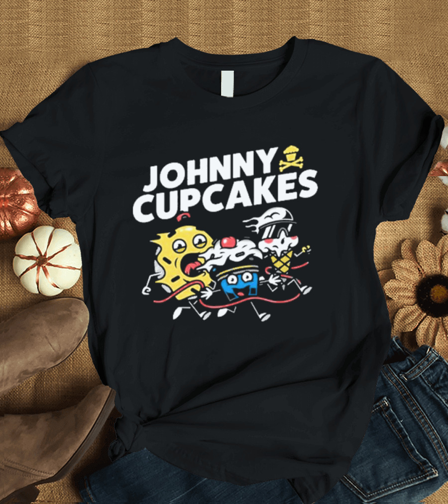 Johnny Cupcakes Candy Characters Racing Fun Austin TX Conference Alley T-Shirt