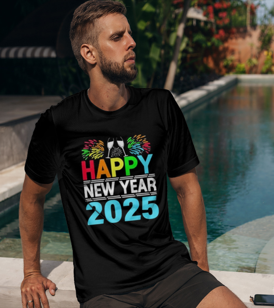 Happy New Year 2025 Fireworks Cheers T-Shirt