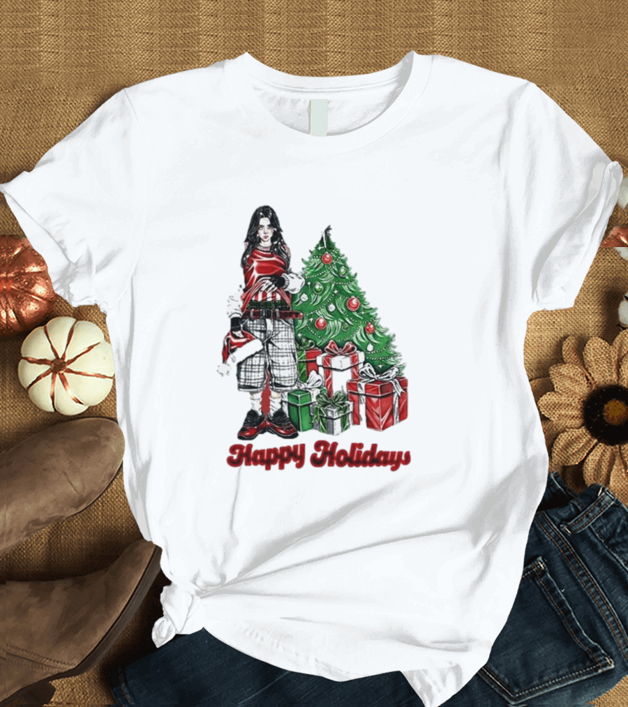 Happy Holidays From Billie Eilish Christmas Tree and Gifts T-Shirt