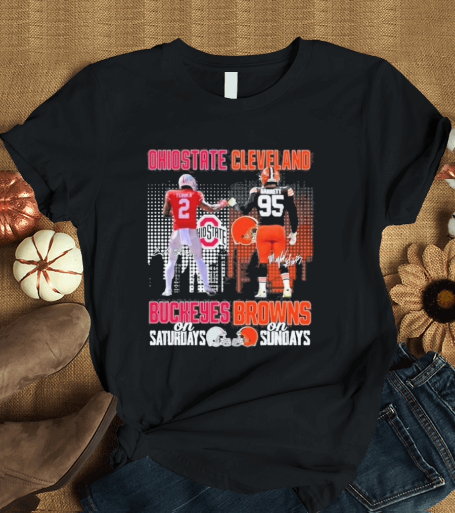 Ohio State Cleveland Buckeyes Browns on Saturdays on Sundays T-Shirt