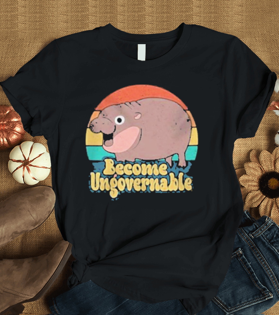 Become Ungovernable Baby Hippo Retro Circles T-Shirt