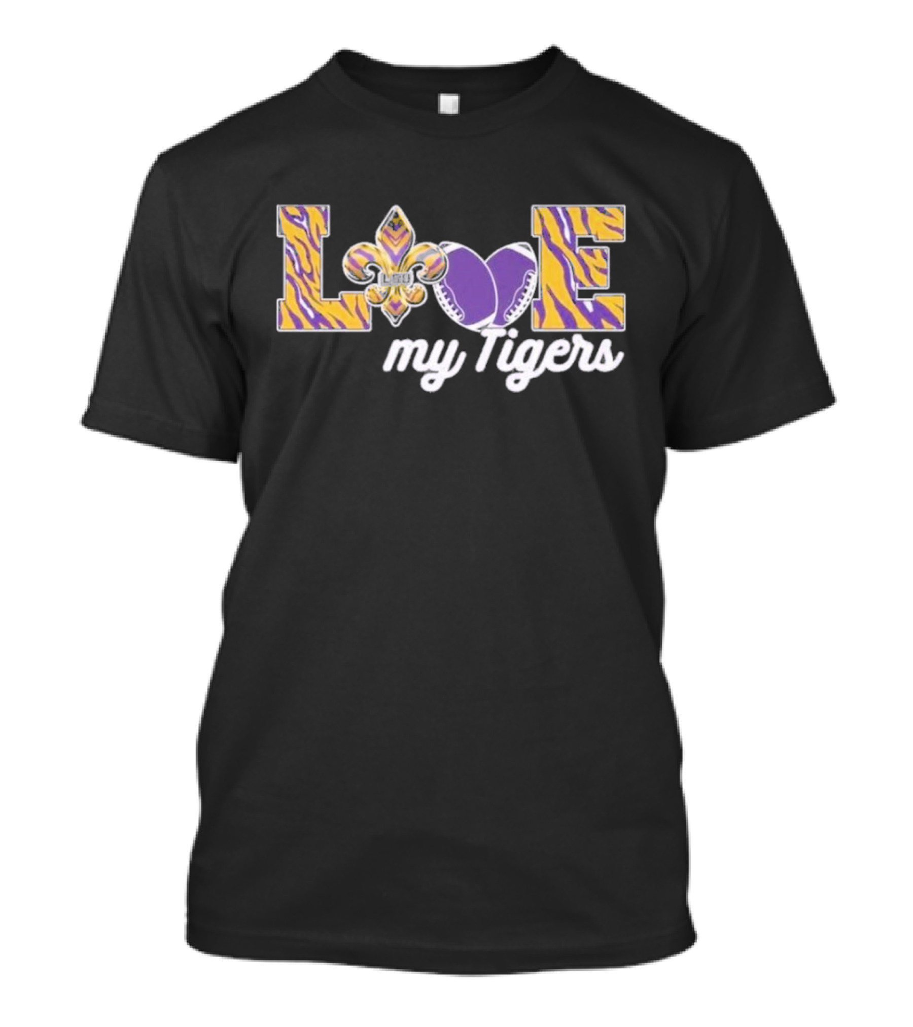 LSU Love My Tigers Fleur De Lis Football 2D T-Shirt