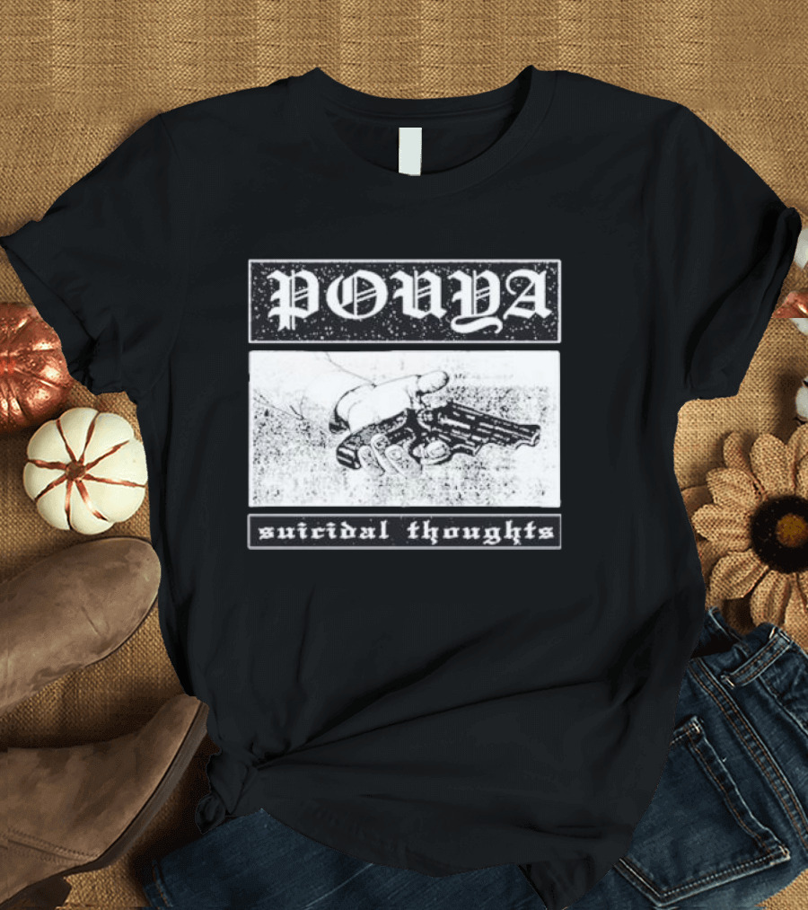 Pouya Suicidal Thoughts Hand Holding Gun T-Shirt