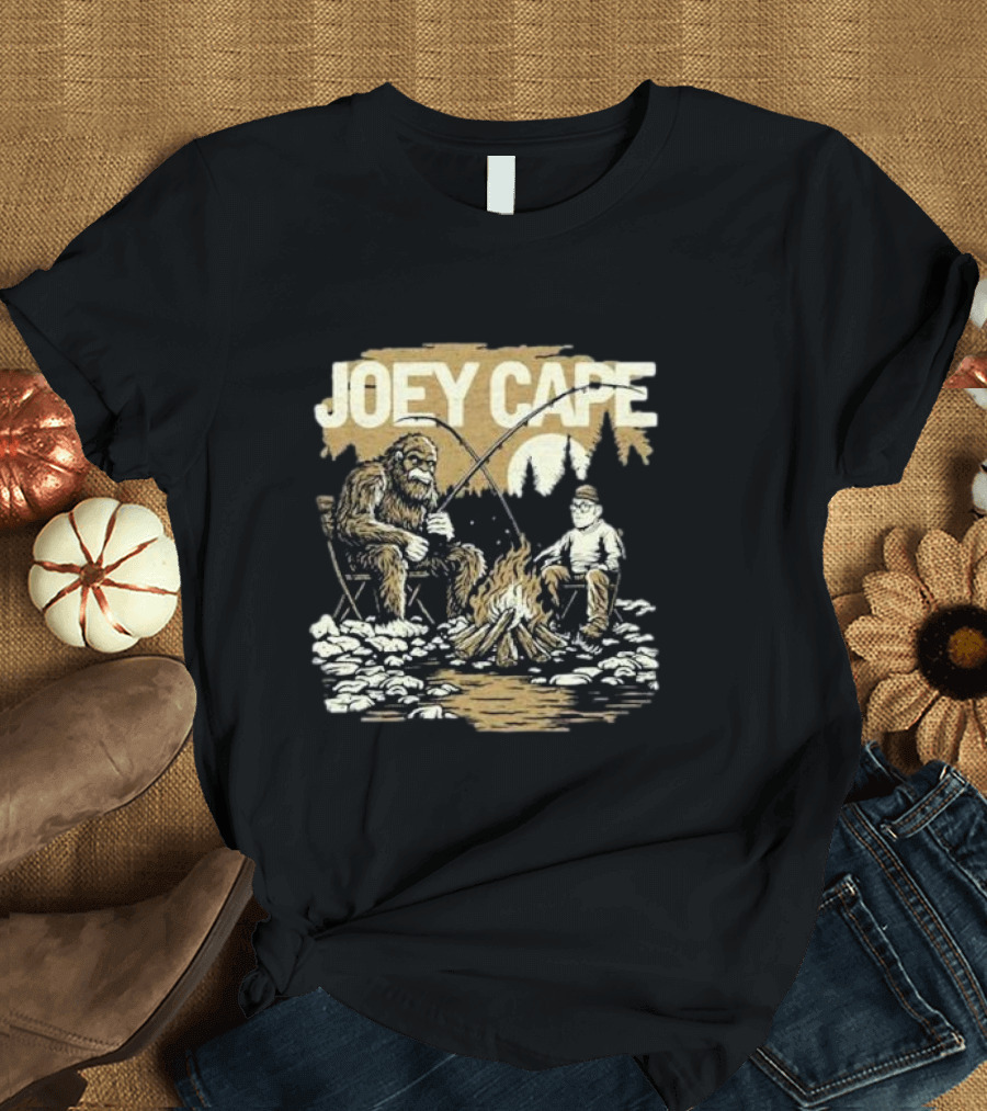 Joey Cape Tour Alberta 2024 Camping Scene with Sasquatch and Campfire T-Shirt
